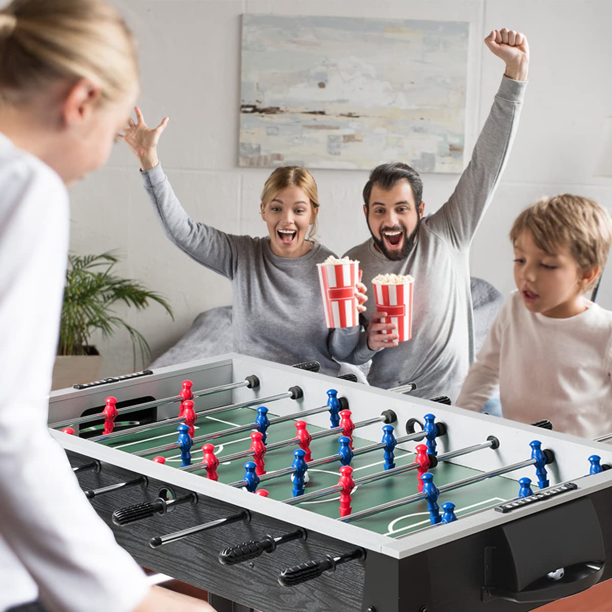 Goplus 48'' Wooden Foosball Table with 2 Soccer Balls & Score Keepers - Professional Size Indoor Game Table for Adults, Kids & Teens - Perfect for Game Rooms, Arcades, Basements & Family Fun Nights