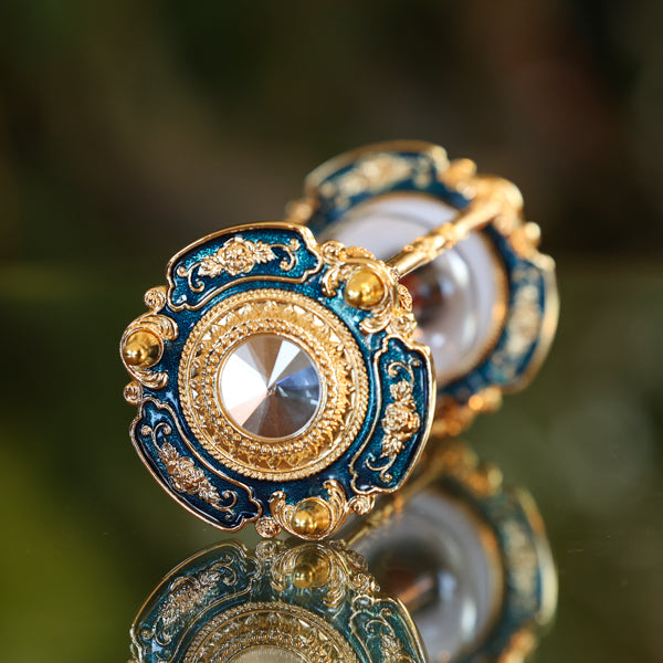 60 Minute Gold and Crystal Hourglass - Red or Blue Color Options for Home Decor, Office Desk, or Meditation Timer