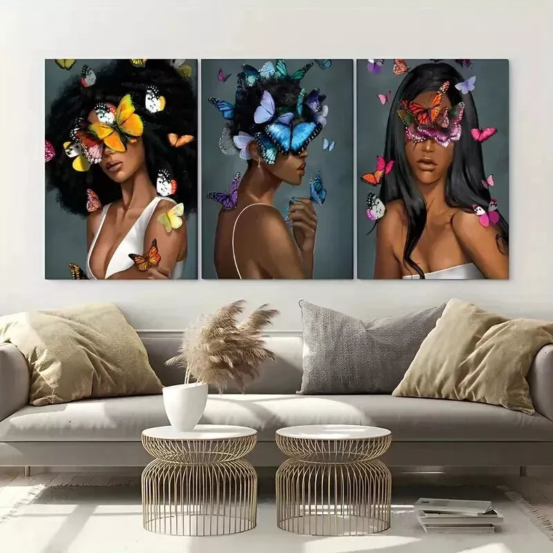 3-Piece Butterfly Elegance Modern Wall Art Set - Framed Canvas 50x70cm - High Quality Print - 100% Australian Made - Ready to Hang - Perfect for Living Room, Bedroom & Office Decor