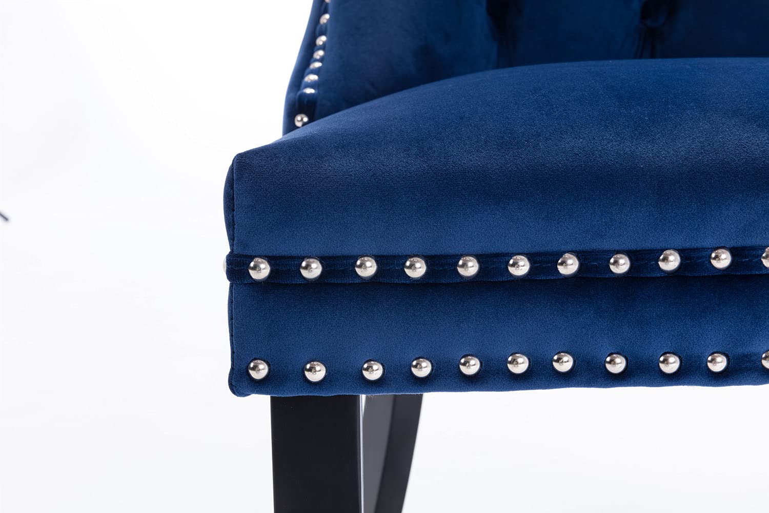LZ LEISURE ZONE 2-Piece Upholstered Dining Chair Set - Button Tufted Armless Accent Chairs with Nailhead Trim & Back Ring Pull, 19.7