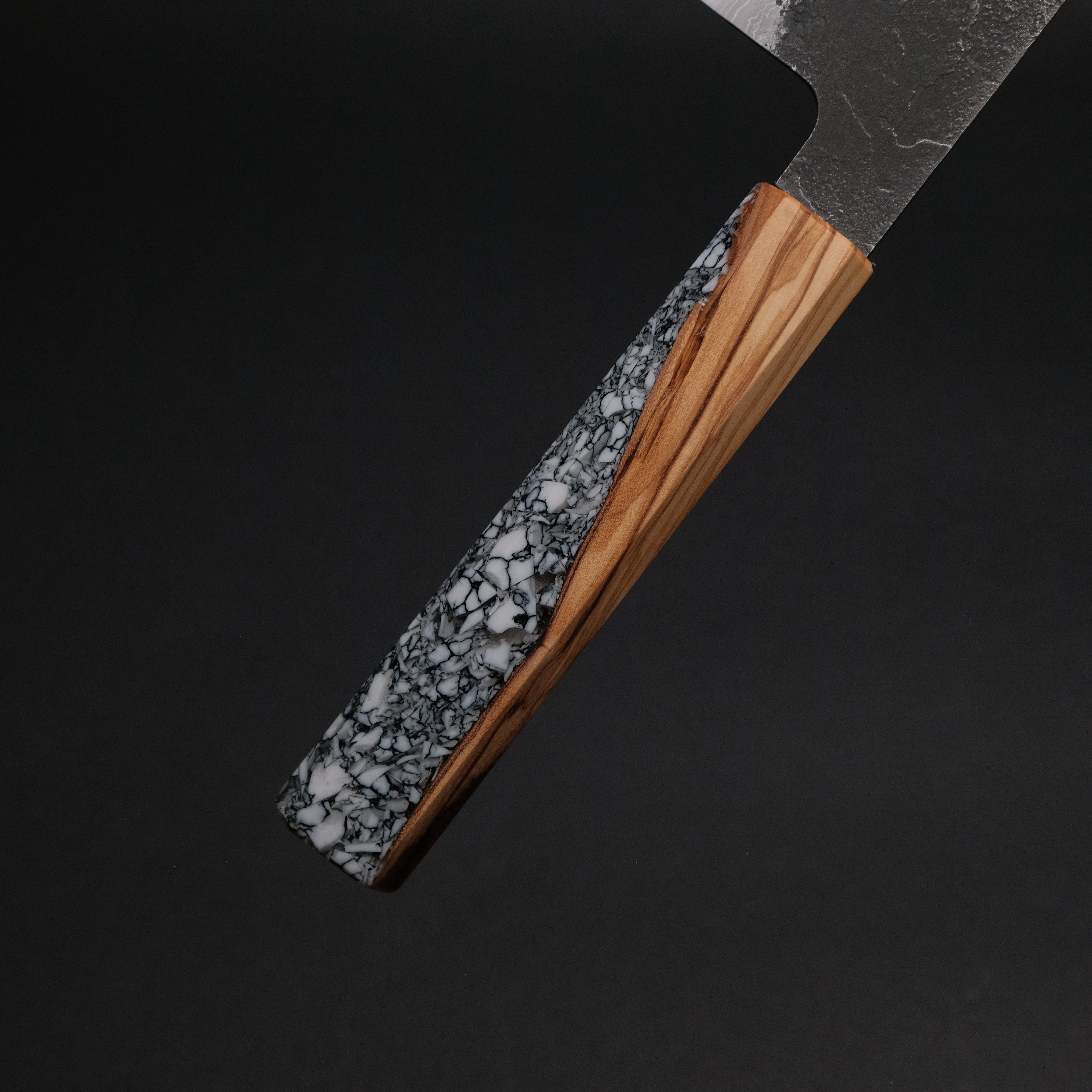 Premium Ajikataya White #2 Nashiji Damascus Gyuto 210mm Japanese Chef Knife with Olive/TQRV Handle (#45) - Perfect for Sushi, Meat Slicing & Professional Kitchen Use