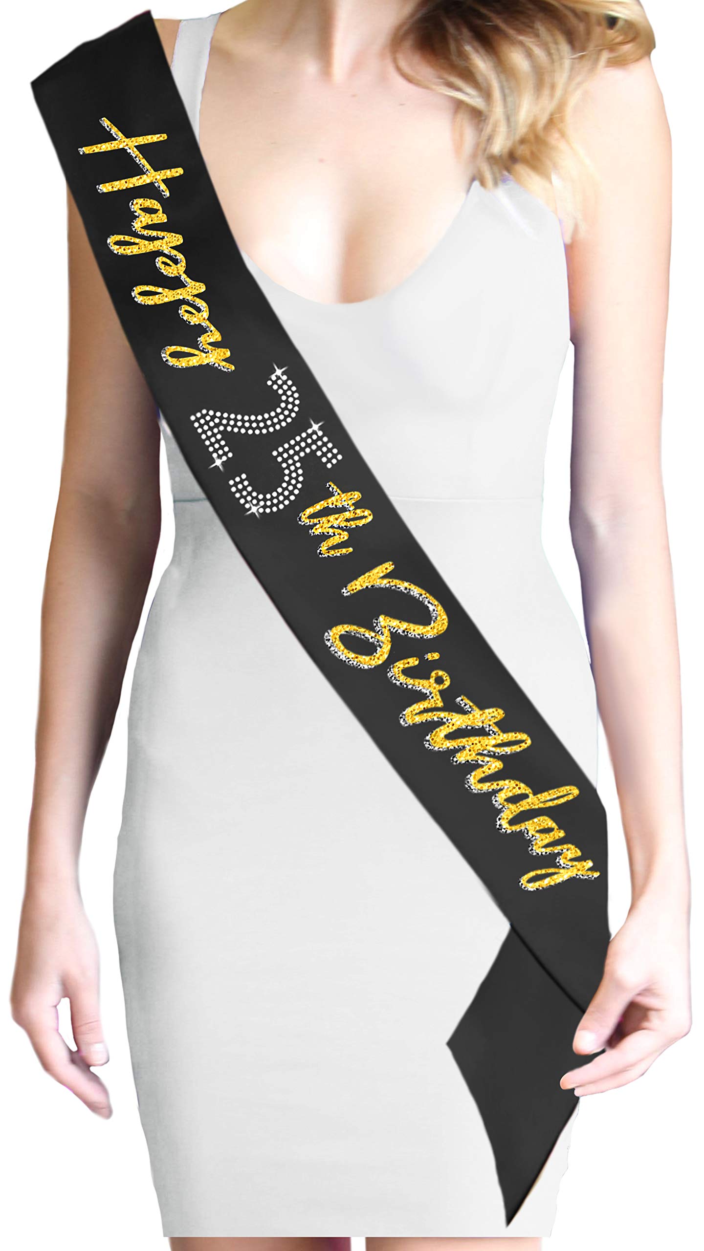 25th Birthday Sash - Premium Black Satin 'Sparkle It's My 25th Birthday' Decorations for Women & Men - Perfect for 25th Birthday Party, Milestone Celebration & Photo Props