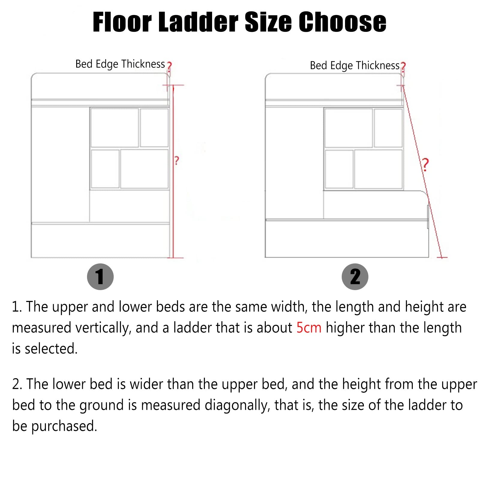 ZJMAMA Bunk Bed Ladder Only - Adjustable Climbing Ladder for Twin High Beds, Loft Beds, RV Bunk Beds - Perfect for Bedrooms, Campers, Kids Rooms & Dormitories