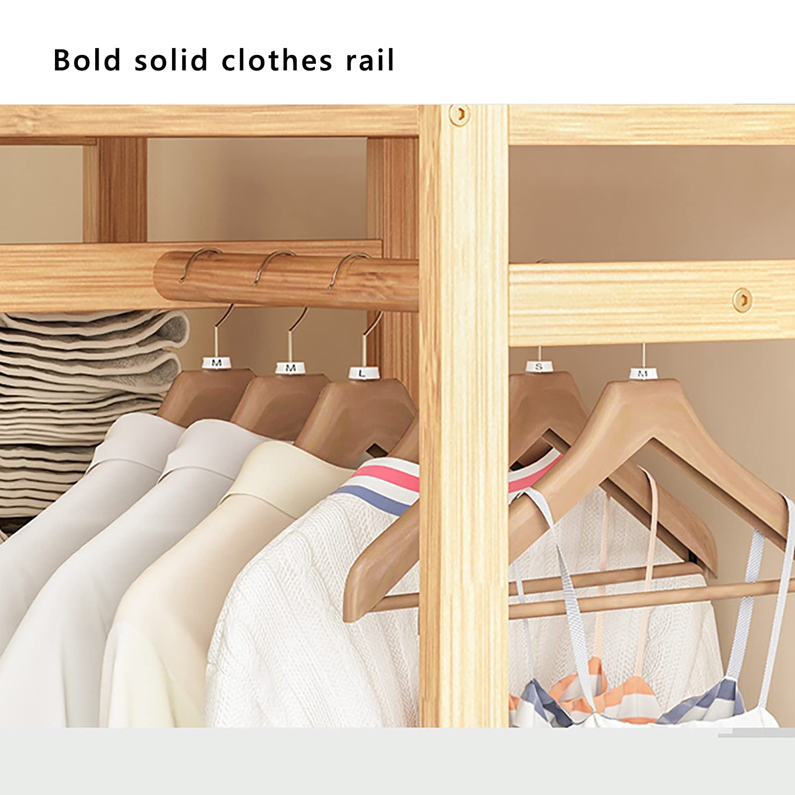 5-Tier Bamboo Wood Clothing Rack with Shelves - Heavy Duty Garment Organizer for Minimalist Wardrobe | Perfect for Bedroom, Closet & Laundry Room Storage