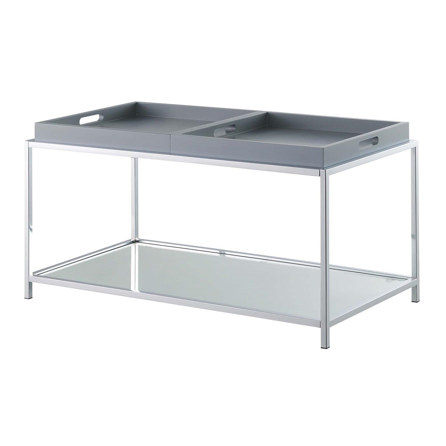 Palm Beach Coffee Table with Removable Trays & Shelf - Modern Gray End Table for Living Room, Perfect for Small Spaces & Home Decor