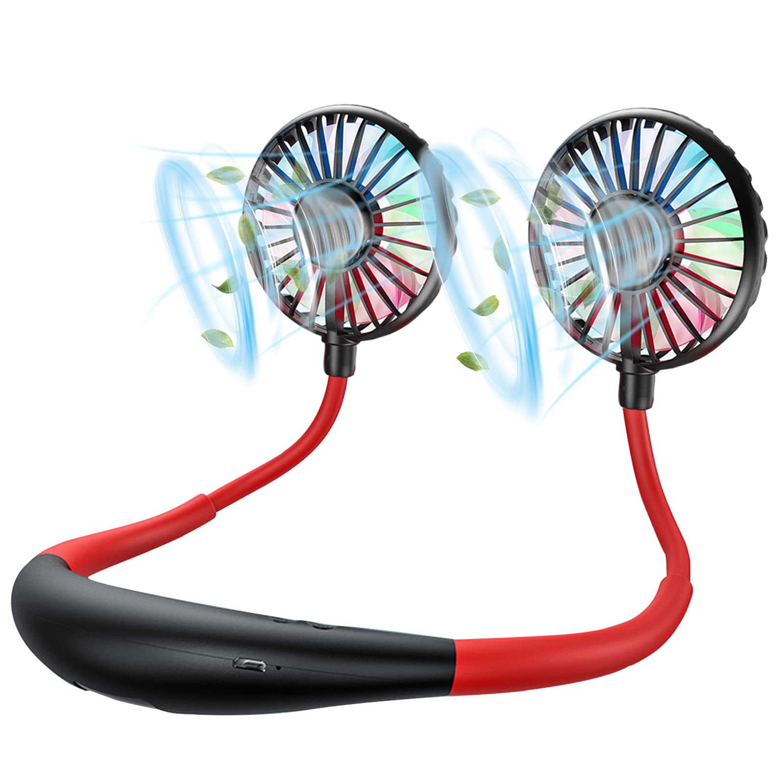USB Rechargeable Neck Fan - Hands Free Personal Cooling Fan with 10 Hours Battery Life - Perfect for Outdoor Sports, Hiking, Travel & Office Use