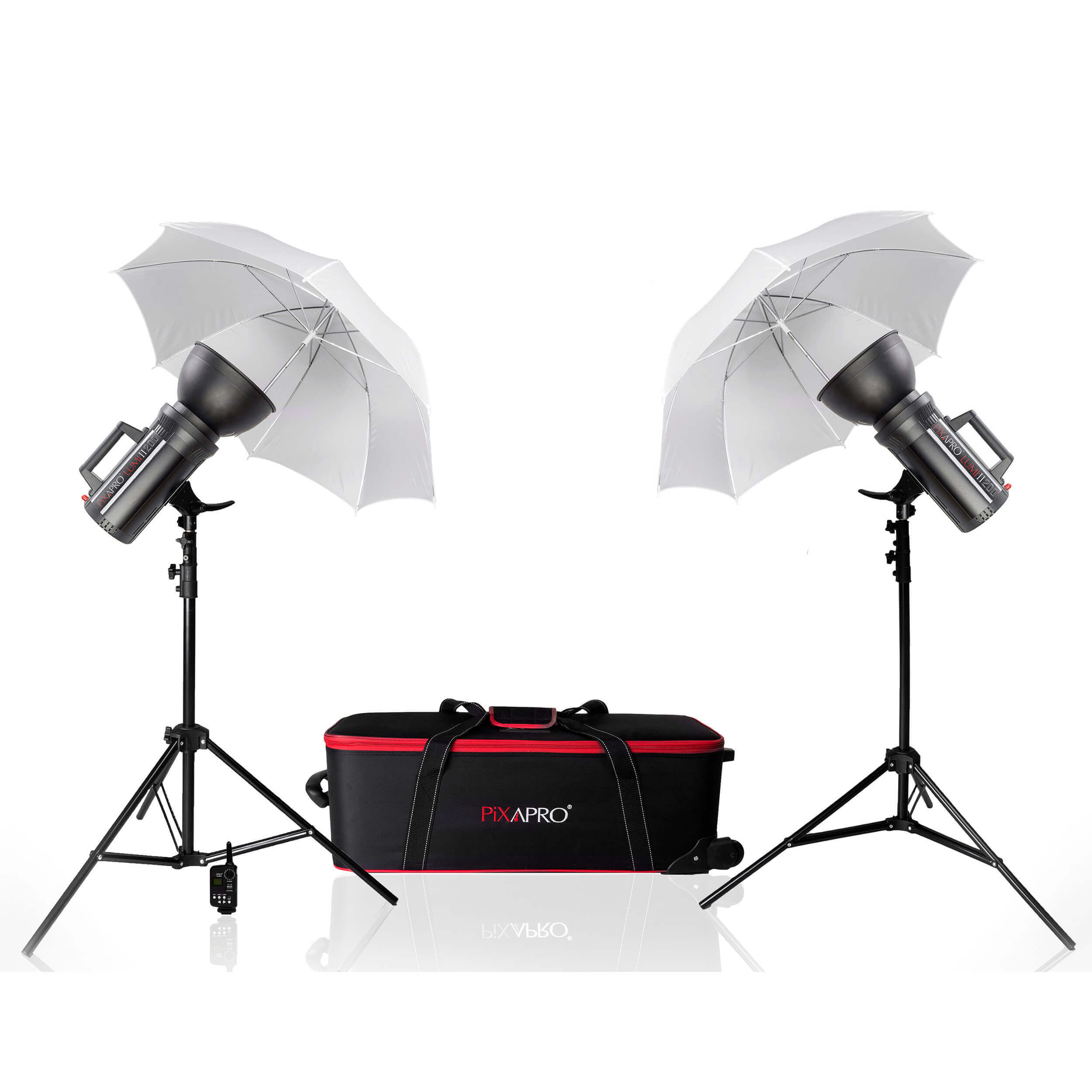 LUMI200 Twin Photography Studio Flash Mount Umbrella Kit with Trigger (Gemini GS200 II) - Perfect for Portrait, Product & Fashion Photography