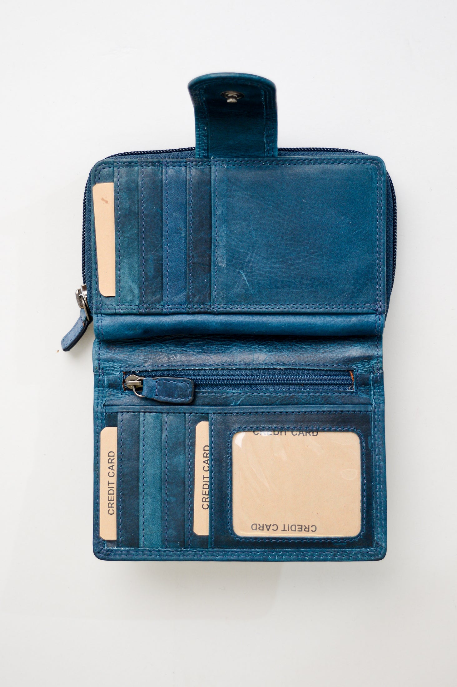 Adrian Klis 5103 Genuine Leather Women's Wallet - Blue | Slim Bifold Wallet for Everyday Use, Gift for Her, Fashion Accessory