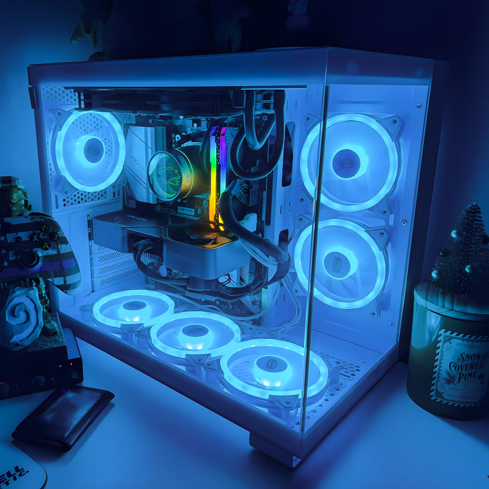 PCCOOLER C3T500 ARGB Mid Tower Gaming PC Case - ATX/M-ATX/ITX Motherboard Compatible with 6 ARGB Fans, Column-Free Design, 360mm Radiator & 400mm GPU Support - Easy Installation (White) | Perfect for High-Performance Gaming Rigs & Streaming Setups