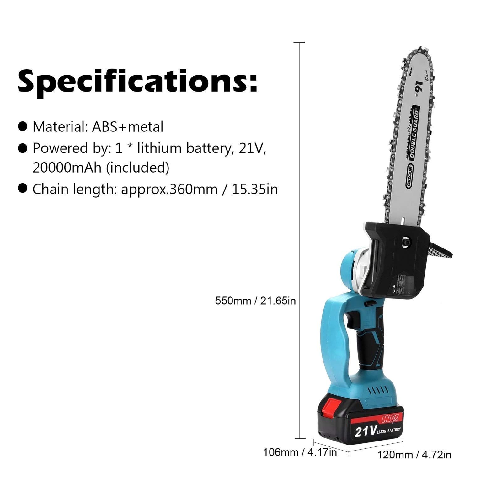 21V Electric Pruning Saw - Cordless Chainsaw for Wood Cutting, Tree Trimming & Small Wood Splitting | Lightweight Woodworking Tool for Garden, Yard & DIY Projects