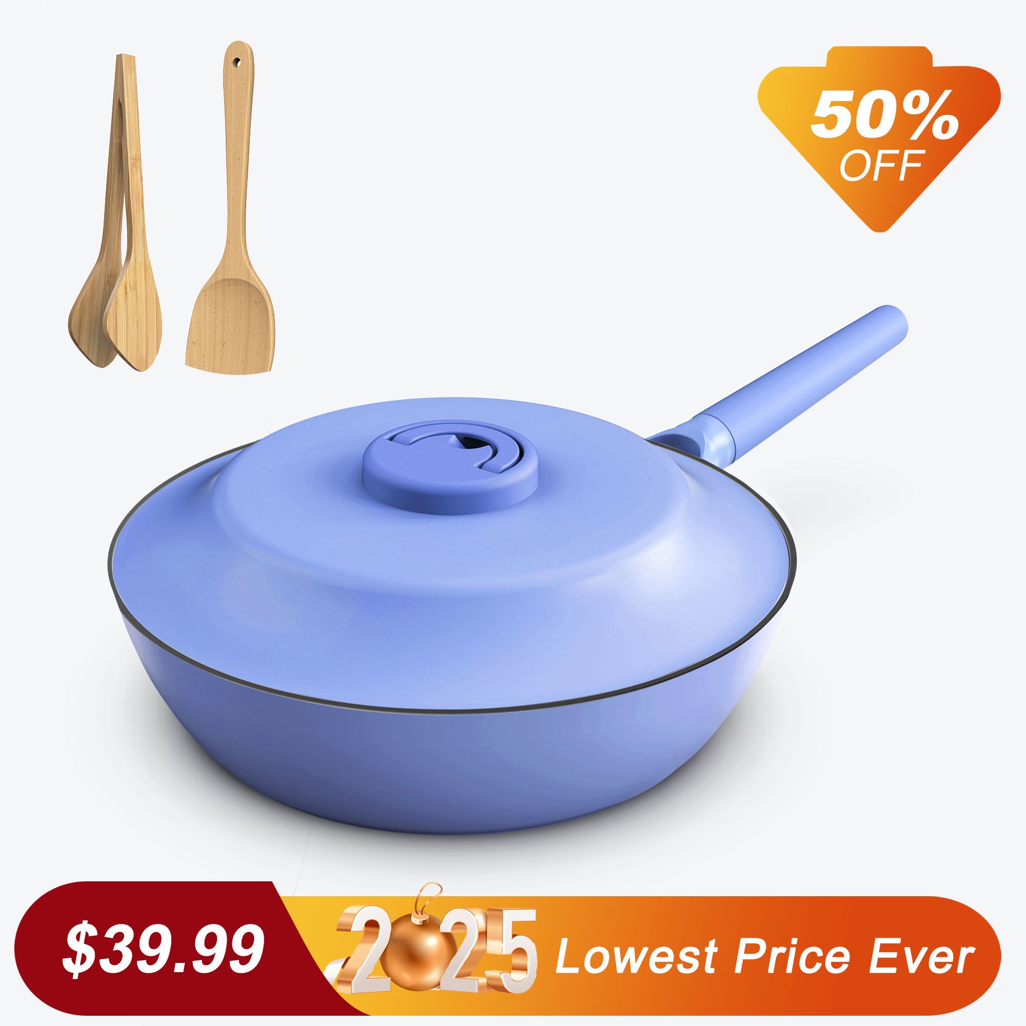 Nonstick Deep Frying Pan with Stay-Cool Handle - 10 Inch Skillet for Healthy Cooking, Perfect for Frying, Searing & Sauteing - Ideal for Home Kitchen, Restaurant & Camping Use