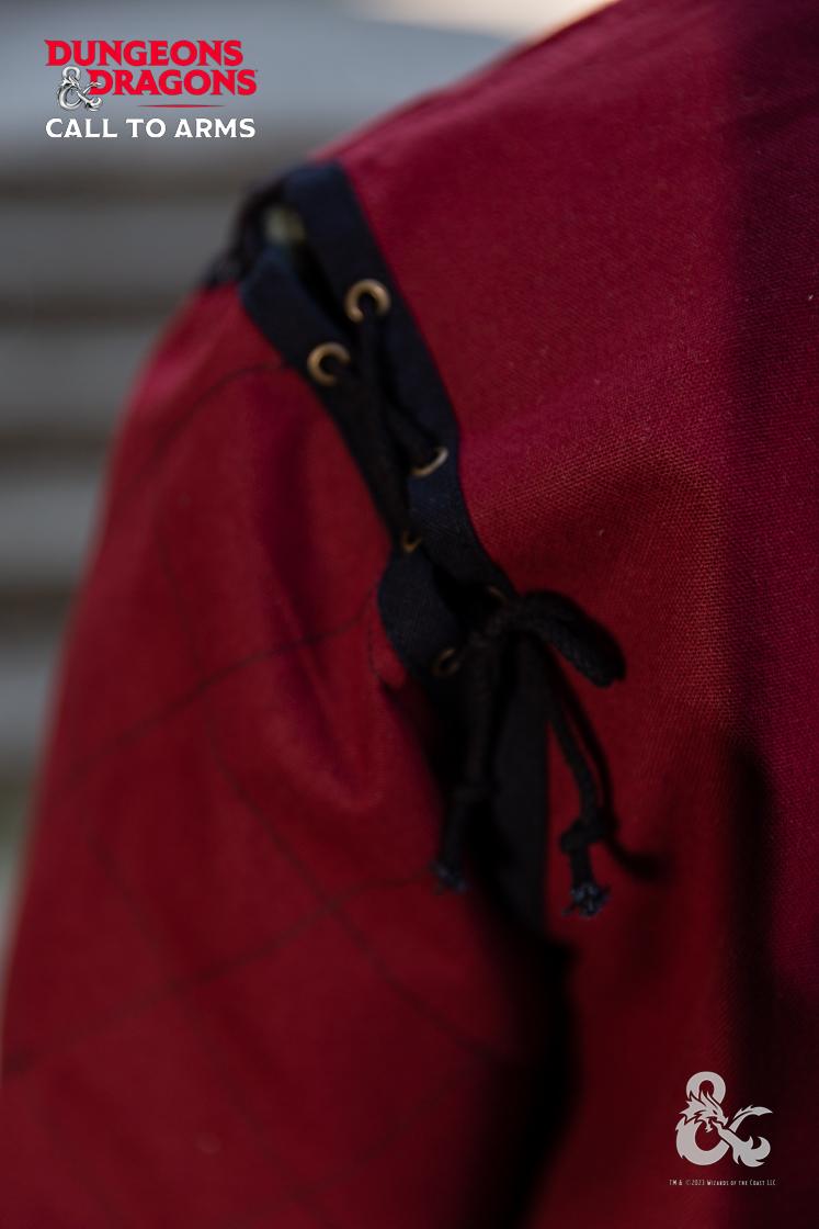 Dungeons & Dragons Fighter Tunic - Burgundy & Black Medieval Costume for LARP, Cosplay & Fantasy Roleplaying Games