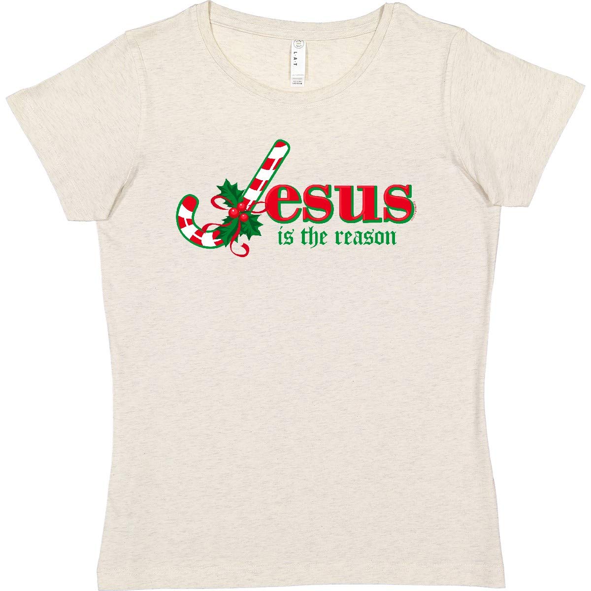 Inktastic Candy Cane Jesus Women's T-Shirt - Christmas Christian Holiday Gift for Women - Perfect for Church, Holiday Parties & Festive Gatherings
