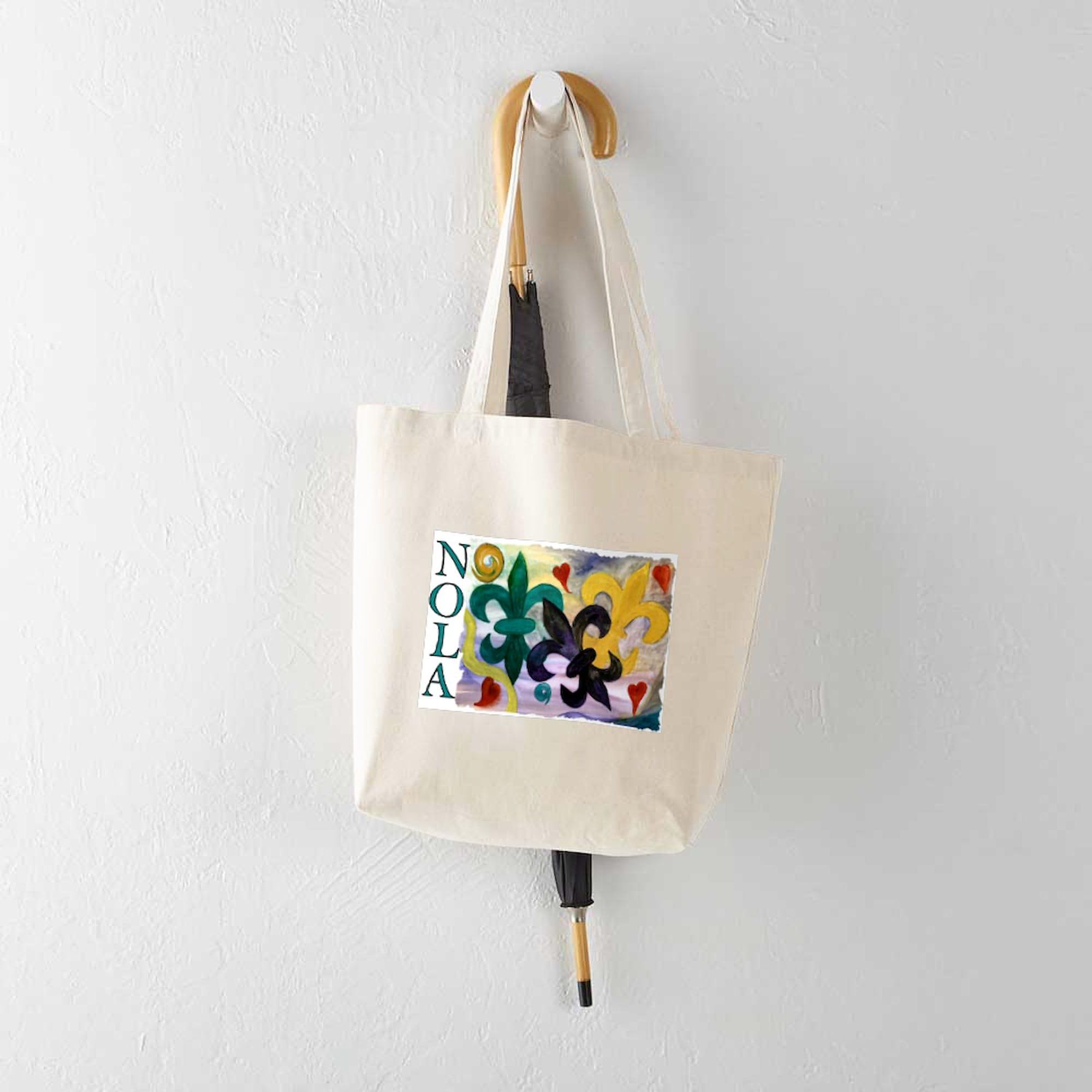Premium Mardi Gras Fleur De Lis Tote Bag - Natural Canvas Reusable Shopping Bag for Groceries, Beach & Parties | Eco-Friendly Cotton Carryall