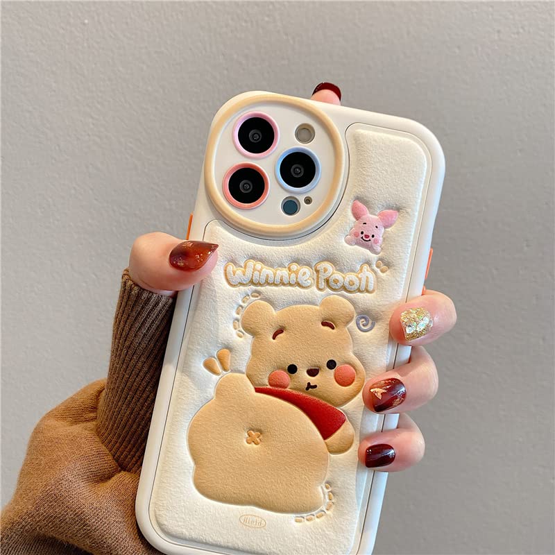 Aardvark Tees Cute Bear TPU Leather Embossed Cartoon Case for iPhone 12 Pro Max - Soft Rubber Shockproof Protective Phone Cover for Women & Girls | Perfect for Everyday Use, Work, School & Travel