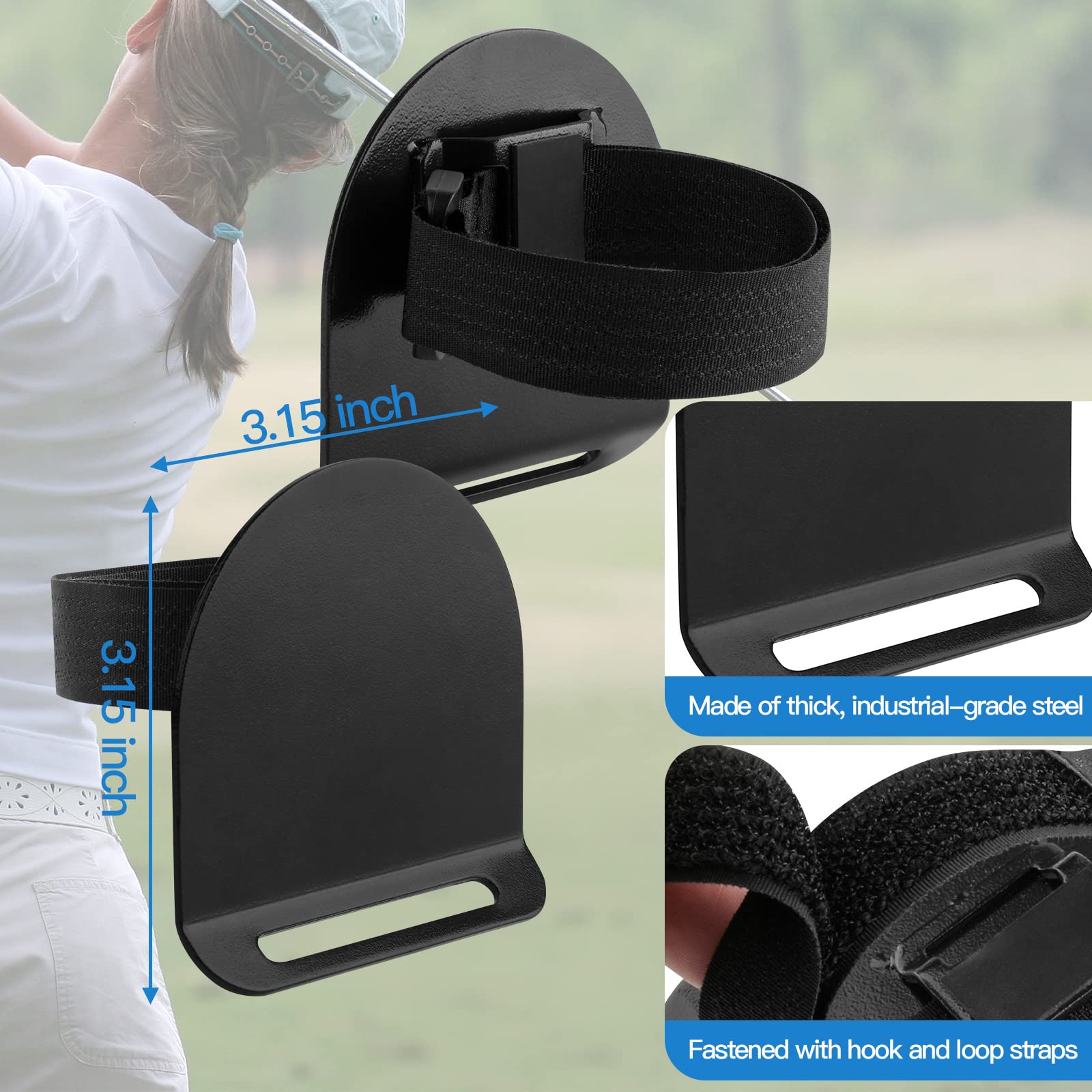 Magnetic Golf Bag Landing Pad - Secure Holder for Magnetic Golf Accessories Like Rangefinders & Towels | Durable Metal Clip with 2 Hook & Loop Straps | Perfect for Golf Course & Driving Range Use