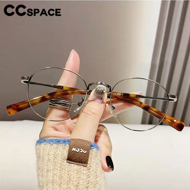 CCspace Unisex Full Rim Oval Alloy Acetate Eyeglasses 57243 - Lightweight & Durable Frame for Men & Women - Perfect for Reading, Work, and Everyday Wear