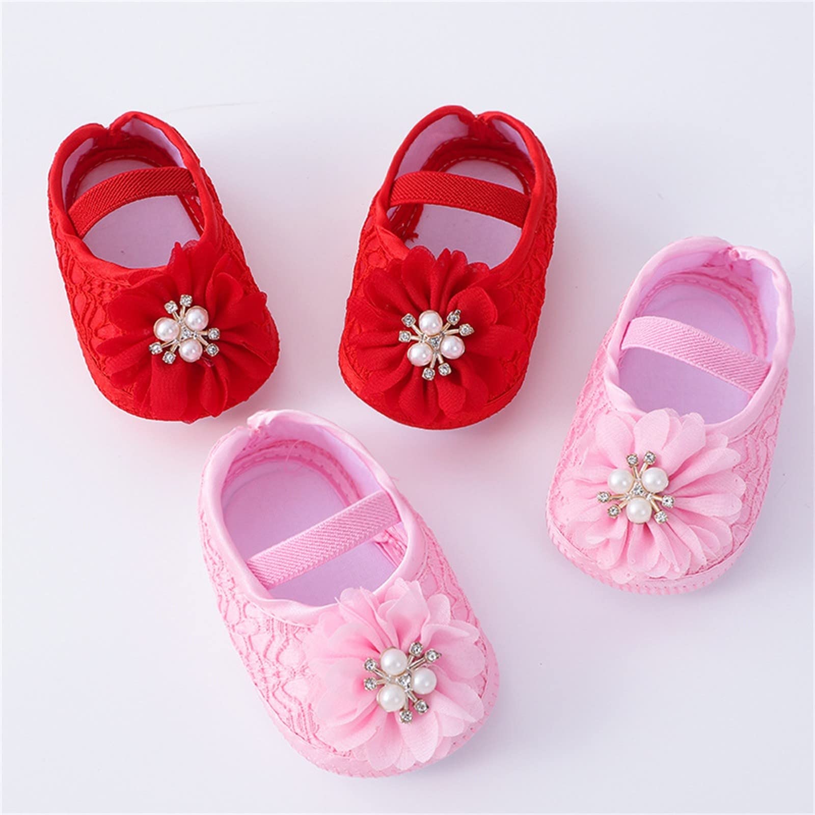 Soft Sole Baby Shoes for Toddlers - Pearl & Flower Princess Dress Shoes | Comfortable & Stylish First Walkers for Girls | Perfect for Parties, Weddings & Special Occasions