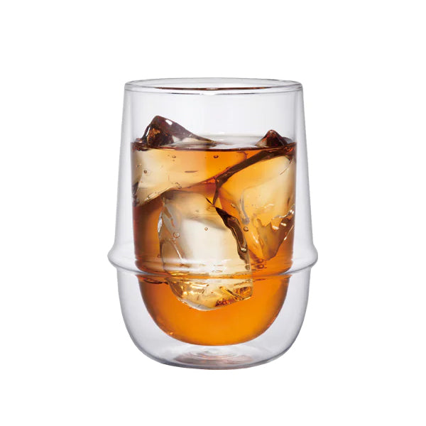Kinto Kronos Double Wall Insulated Glass Coffee Mug - Perfect for Hot & Cold Drinks at Home, Office, or Travel