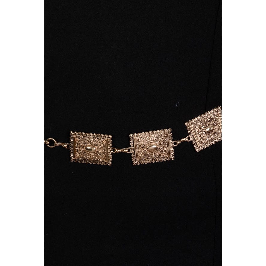 Elegant Gold Rectangle Chain Belt for Women - Fashionable Waist Accessory for Dresses, Jeans & Formal Outfits