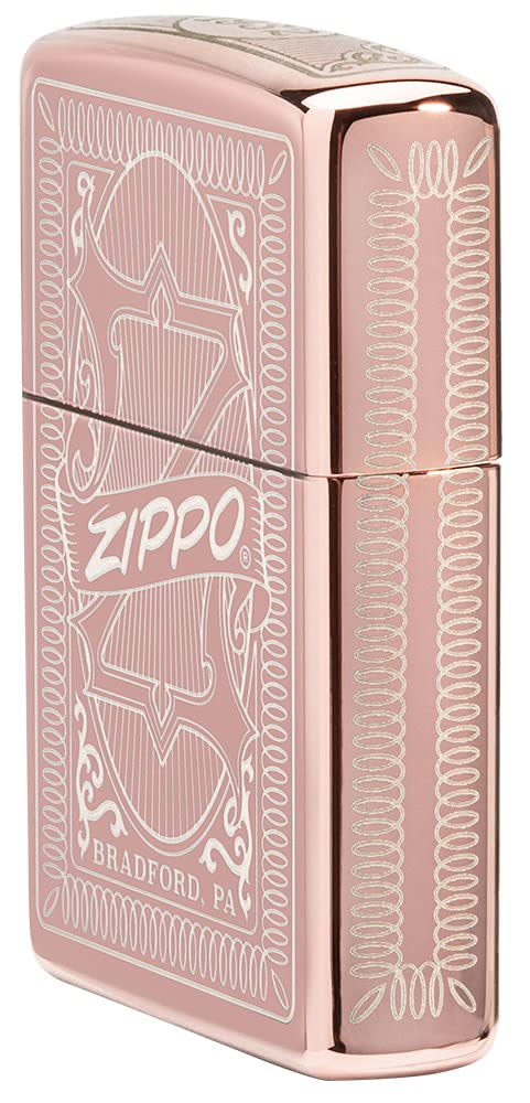 Zippo Reimagine Rose Gold Pocket Lighter - Windproof Refillable Metal Lighter for Outdoor Camping, Hiking & Everyday Carry (EDC)
