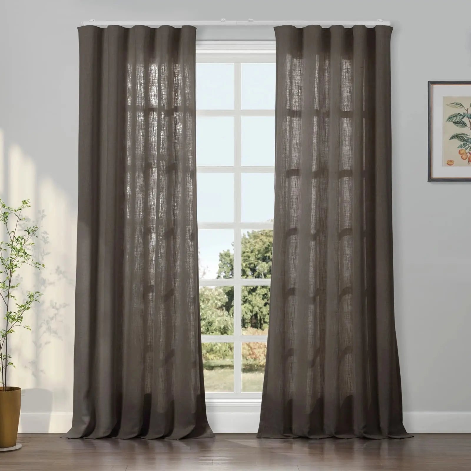 Liz Linen Ripple Fold Drapery Curtains - Elegant Window Treatments for Living Room & Bedroom Decor