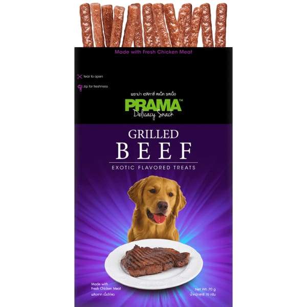 Premium Grilled Beef Dog Treats by Prama - 70g Natural & Healthy Snacks for Training, Rewards & Dental Care - Delicious & Nutritious for All Dog Breeds