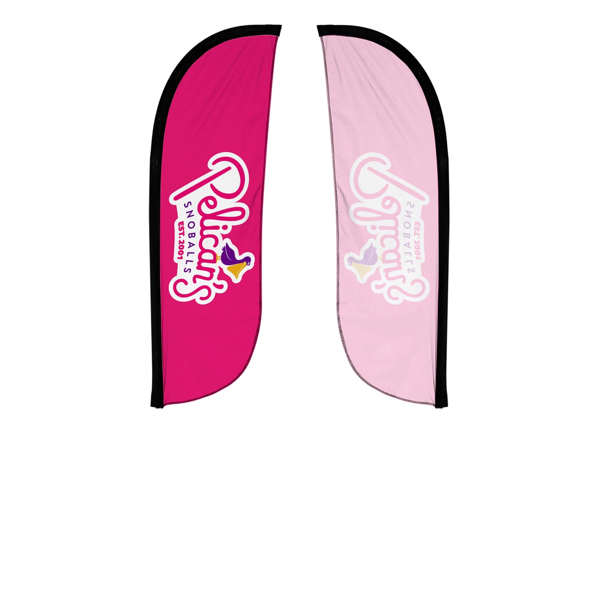 Pelican's Snoballs 5ft Feather Flag with Logo - Durable Outdoor Advertising Banner for Parties, Events, and Business Promotion