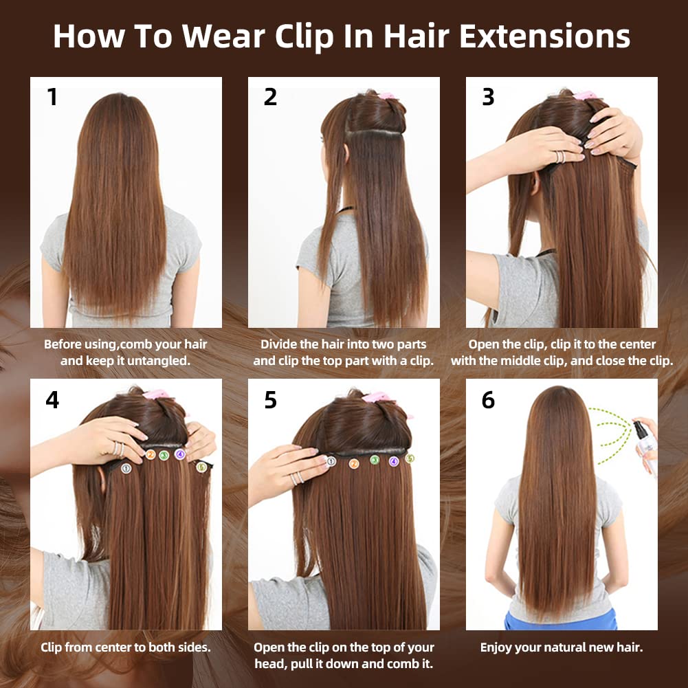 Clip In Hair Extensions 1 Piece with 5 Clips - Half to Full Head Synthetic Curly Hairpiece for Natural Look - Perfect for Parties, Weddings & Daily Styling