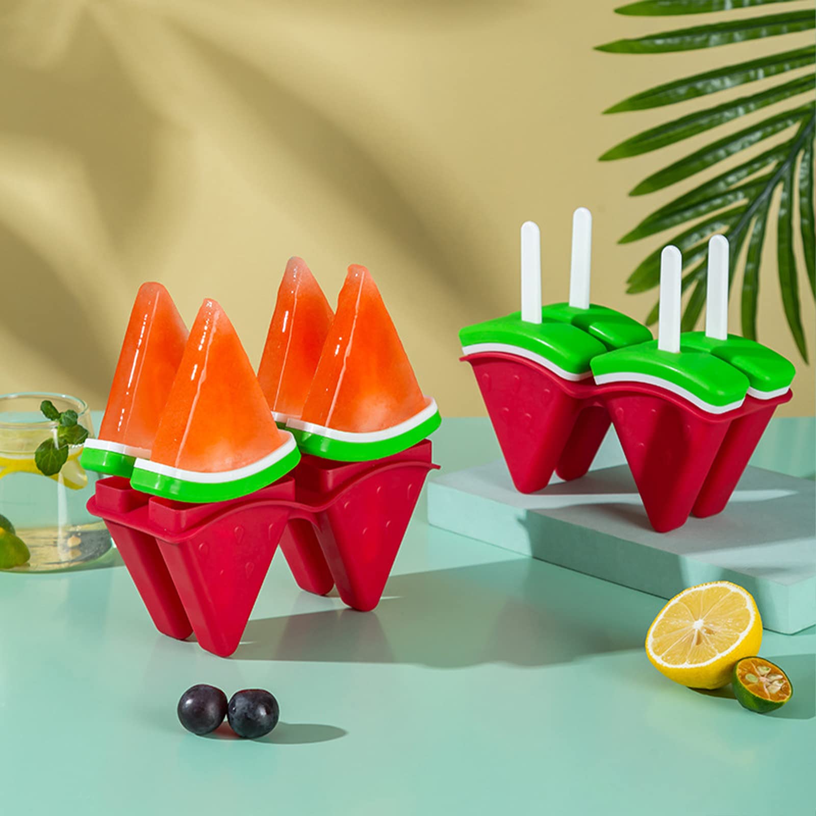 8-Piece Reusable Popsicle Molds Set - BPA Free Ice Pop Maker with Sticks for Homemade Watermelon Freeze Pops & Ice Cream - Perfect for Summer Treats, Kids Snacks, and Healthy Frozen Desserts