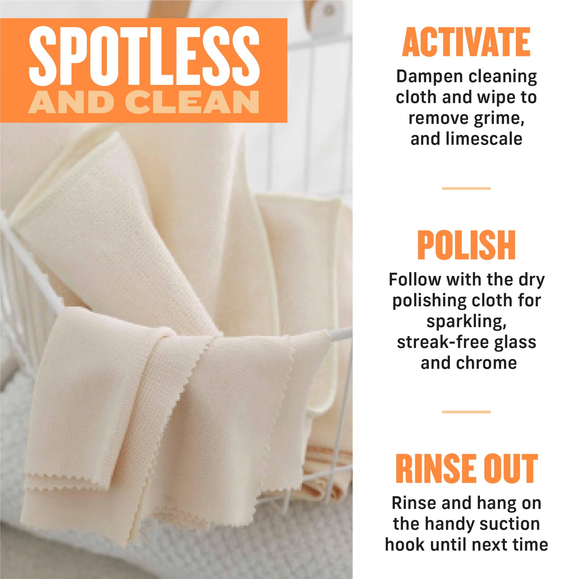 Premium E-Cloth Microfiber Cleaning Cloth Shower Kit - Reusable & Washable Bathroom Cleaning Cloths with 100 Wash Guarantee - 1 Pack - Perfect for Bathroom, Shower, Glass & Mirror Cleaning