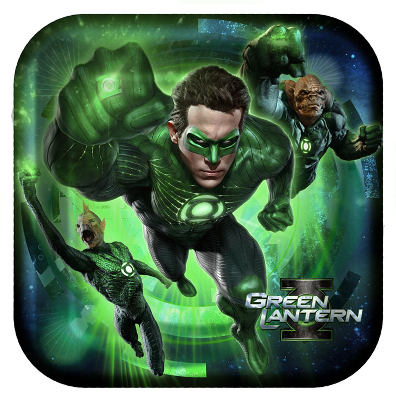 Green Lantern Party 9 Inch Dinner Plates - Set of 8 for Birthday Celebrations, Superhero Themed Events & Kids Parties - Durable Plastic Plates for Indoor & Outdoor Use