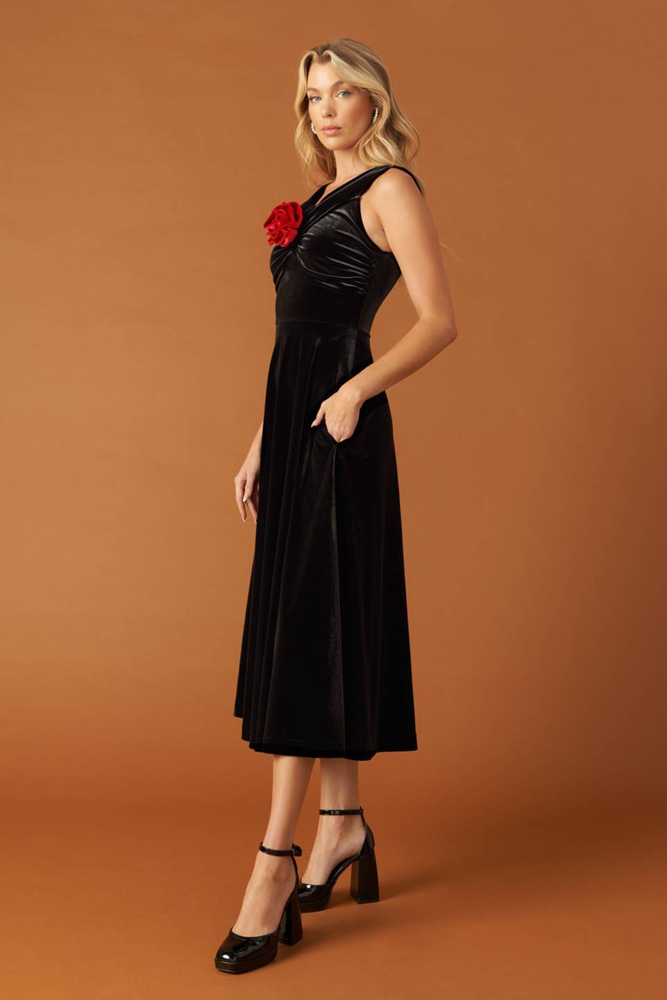BE THERE FOR YOU VELVET MIDI DRESS - Elegant Formal & Party Wear for Women | Perfect for Weddings, Cocktail Parties & Date Nights