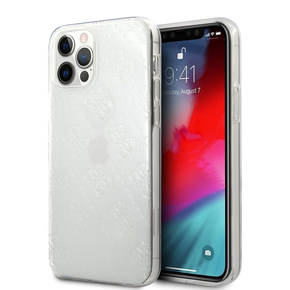 GUESS iPhone 12/12 Pro Hard Case with Clear Logo Design - Slim Protective Cover for Everyday Use, Travel & Work