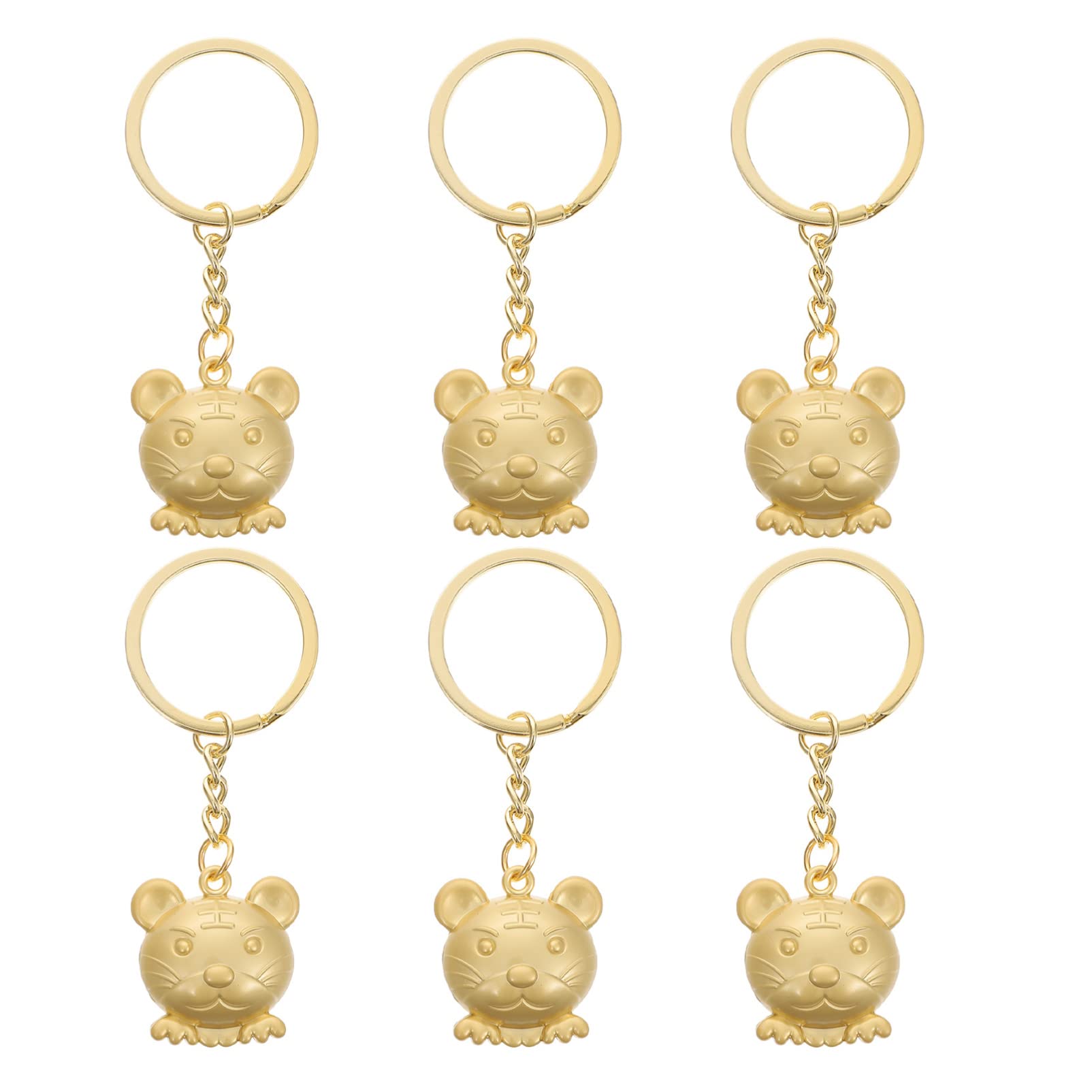 Cabilock 6Pcs Zodiac Tiger Keychains 2022 Chinese Tiger Year Golden Pendants Keyrings New Year Ornaments Zodiac Gift Blessing Souvenir Hanging Decor for Home, Office, and Car Accessories