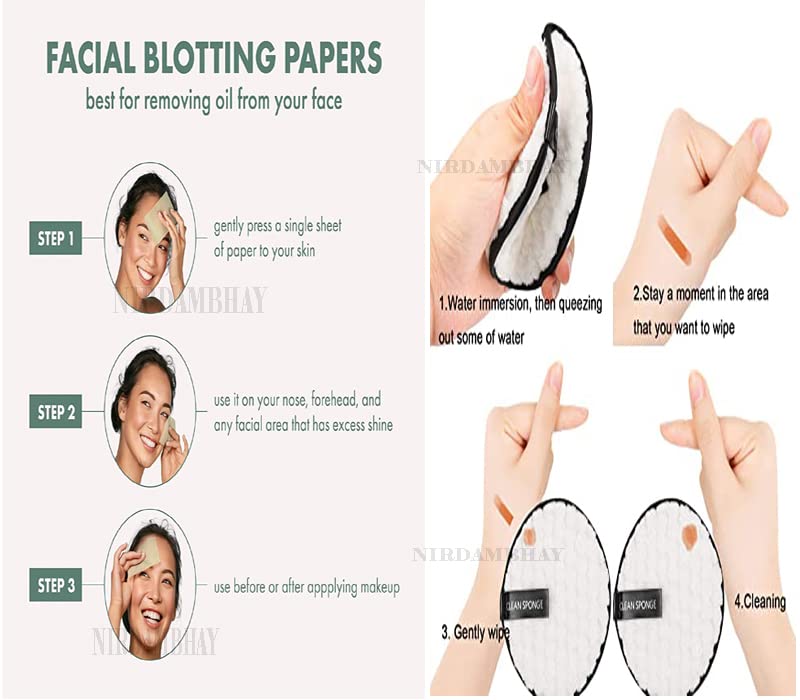 **Reusable Makeup Remover Sponge Pads - Deep Cleansing Facial Wipes with Oil Absorbing Sheets | Oil Control Blotting Paper for Oily Skin | Perfect for Travel, Gym & Daily Skincare Routine**