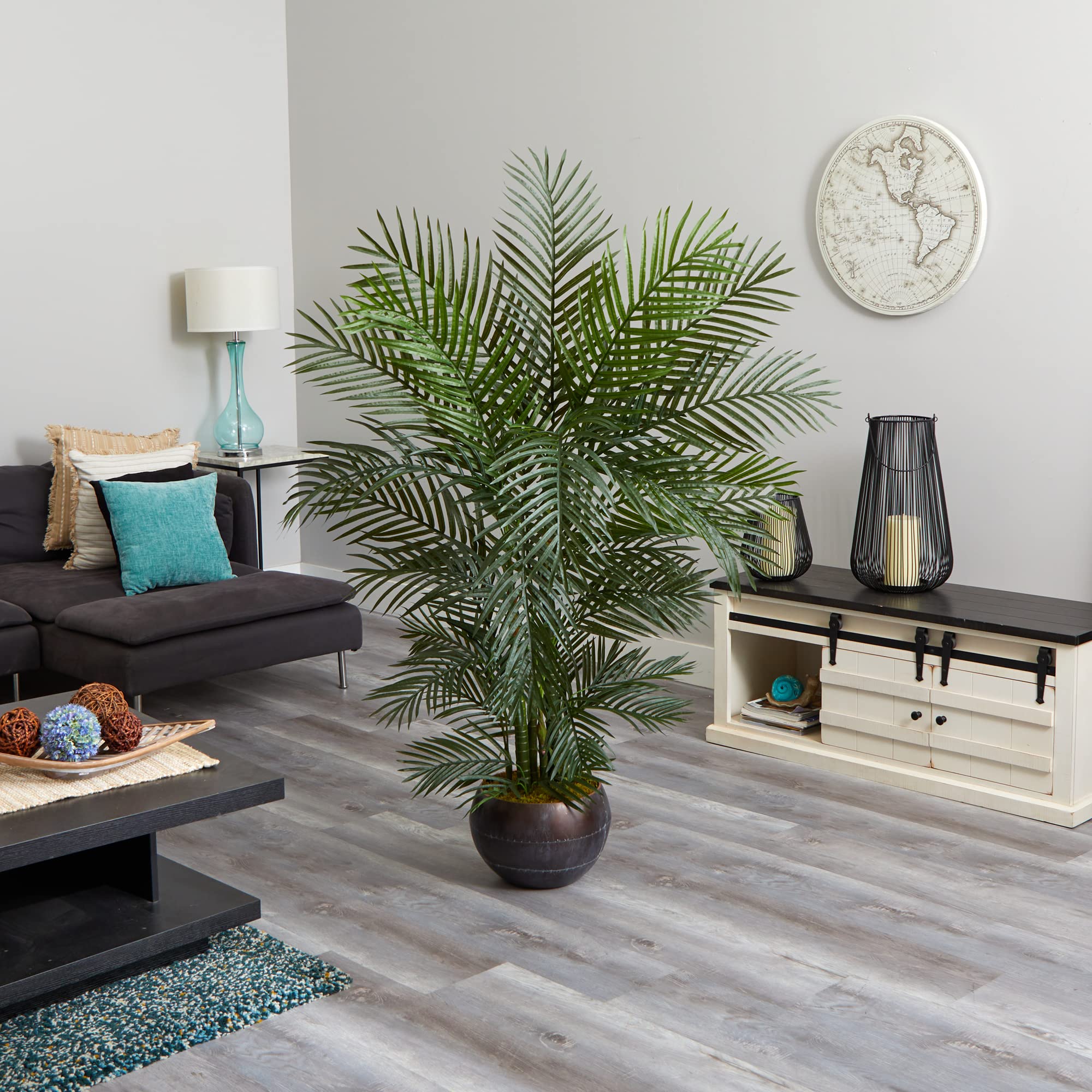 Nearly Natural 66in. UV Resistant Areca Palm Artificial Tree in Planter - Realistic Indoor/Outdoor Fake Plant for Home, Office, Patio & Garden Decor