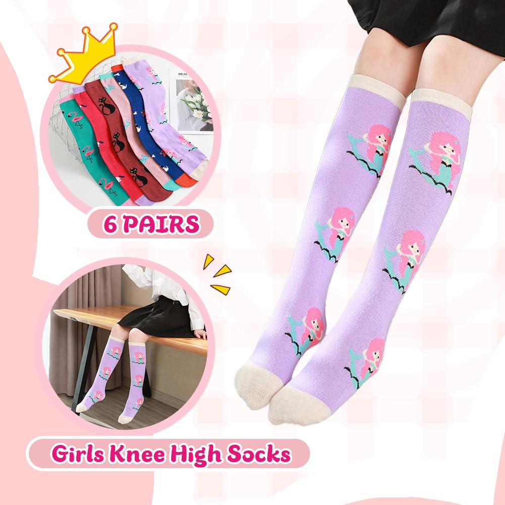 Cute Girls Knee High Socks - Soft Cotton Mid Calf Boot Socks for Teens & Women - Perfect Stocking Stuffers Gifts for Christmas, School & Winter Fashion