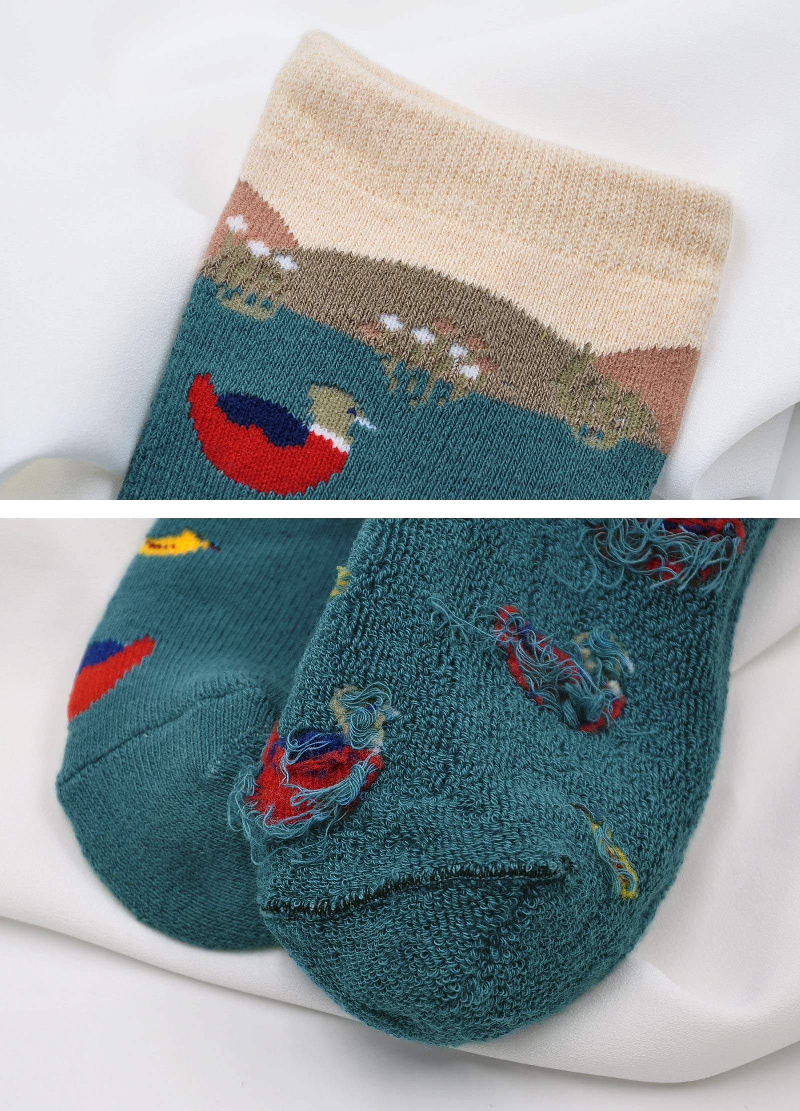 PUTUO Women's Thermal Socks - 5 Pairs Warm Winter Socks with Animal Patterns for Home & Outdoor