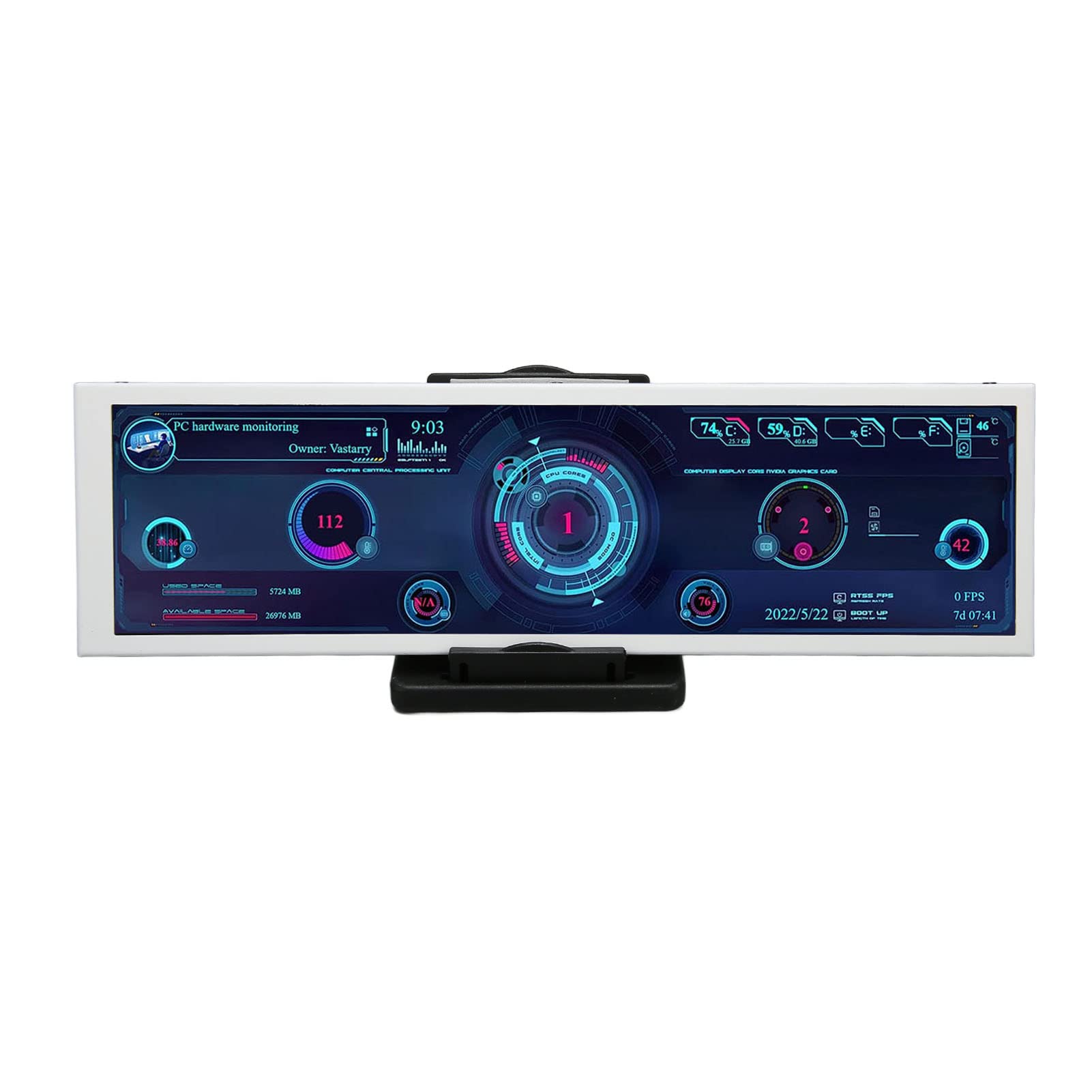 8.8 Inch IPS PC Temperature Monitor with Theme Editor - USB Powered CPU/GPU Data Display for Windows & Raspberry Pi - Perfect for Gaming Rigs & Home Office Setups
