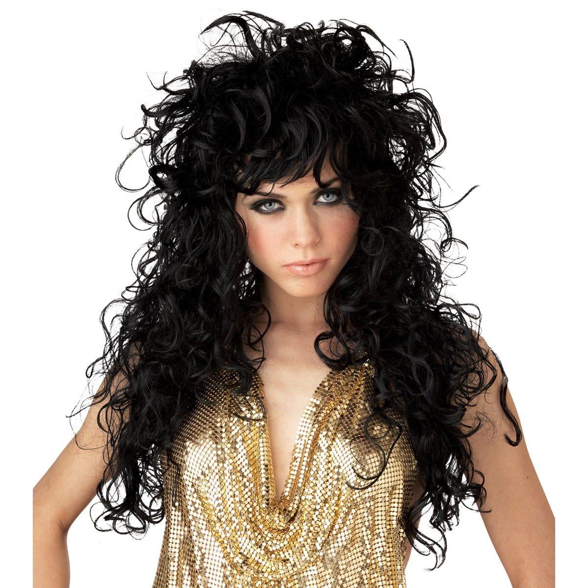 Black Seduction Wig for Women - Long Curly Synthetic Hairpiece for Cosplay, Halloween & Daily Wear