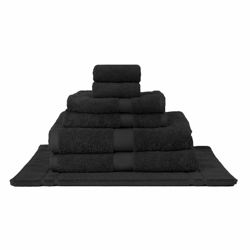 Premium 100% Combed Cotton Bath Towel Set - 7pc Ultra Soft & Absorbent Black Towels for Spa, Gym & Luxury Bathroom Essentials