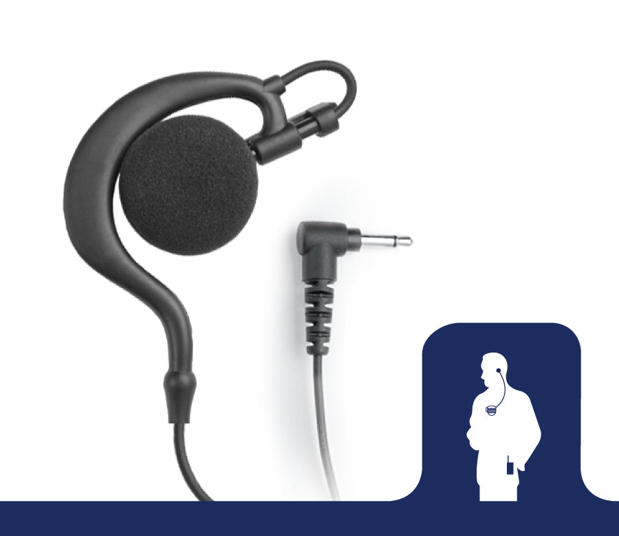Rabbit Large Speaker Earhook Listen Only Earpiece with Long 3.5mm Threaded Cable - Hands-Free Audio for Driving, Cycling, and Office Use