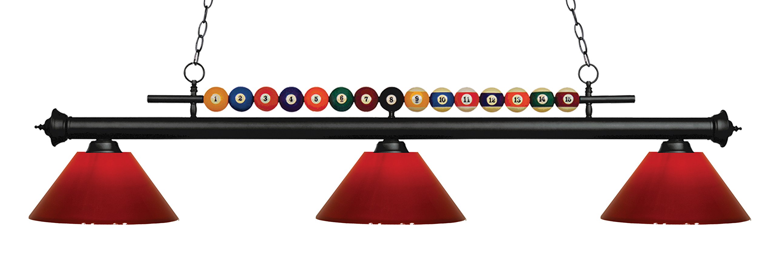 zLite 3-Light Billiard Pool Table Pendant Lighting Fixture - Vintage Style Billiard Room Ceiling Light for Game Room, Bar, and Man Cave Decor