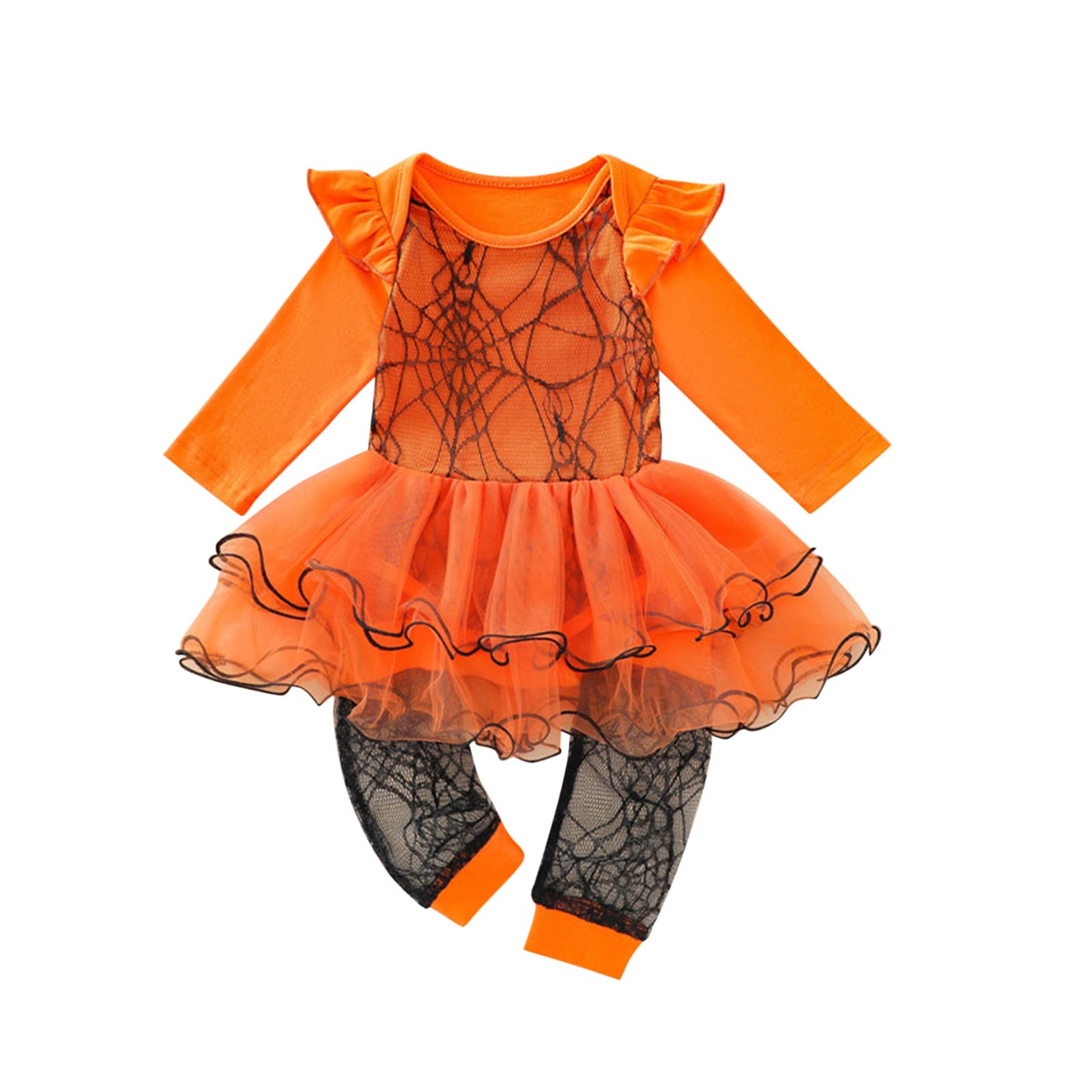 Halloween Costume Set for Toddler Girls - Mesh Romper Jumpsuit with Skirt & Stockings | Cute Baby Outfit MK32102 | Perfect for Trick-or-Treating, Halloween Parties & Photo Shoots