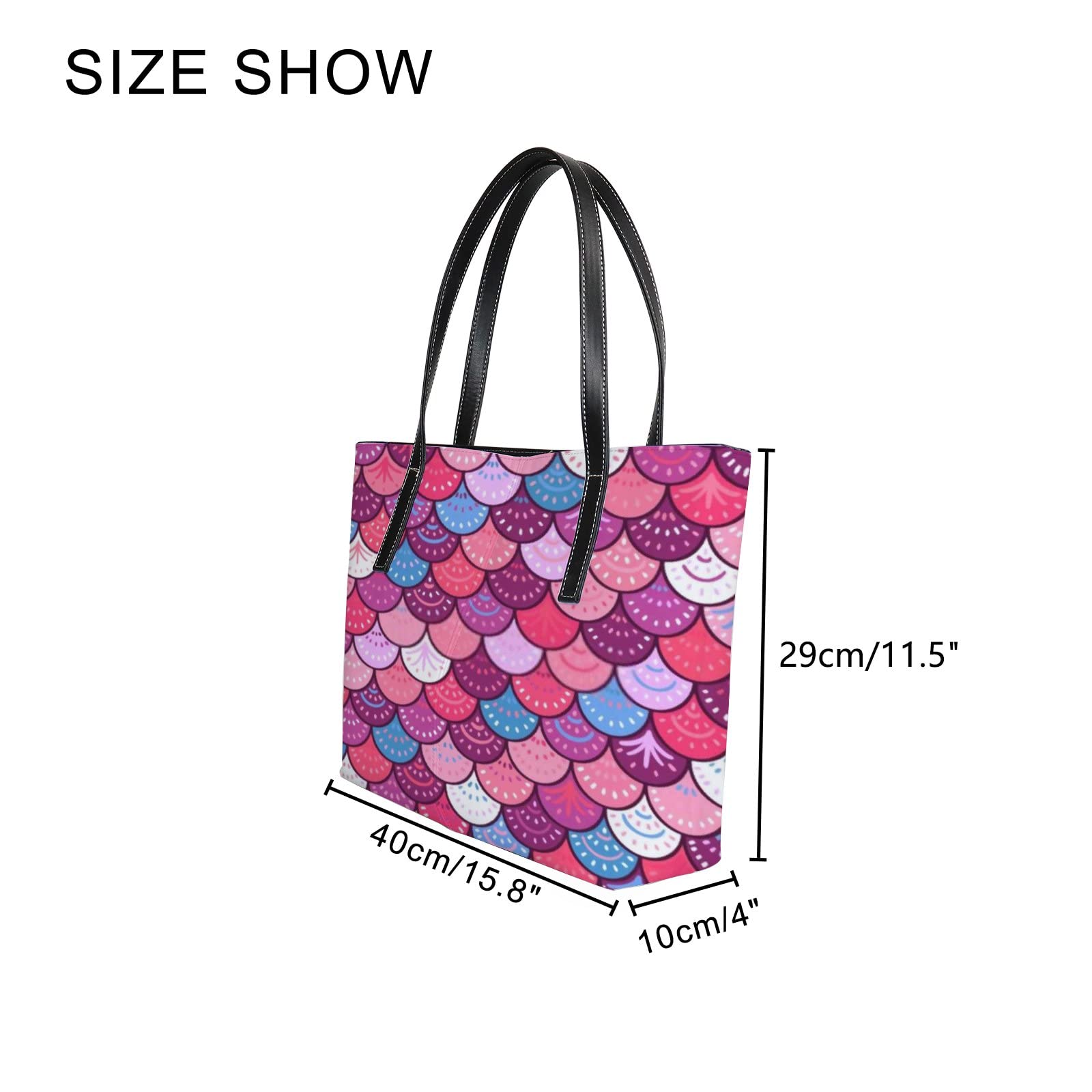 Stylish Pink Mermaid Scales Leather Tote Bag for Women - Zippered Crossbody Work Handbag | Perfect for Office, Travel & Daily Use