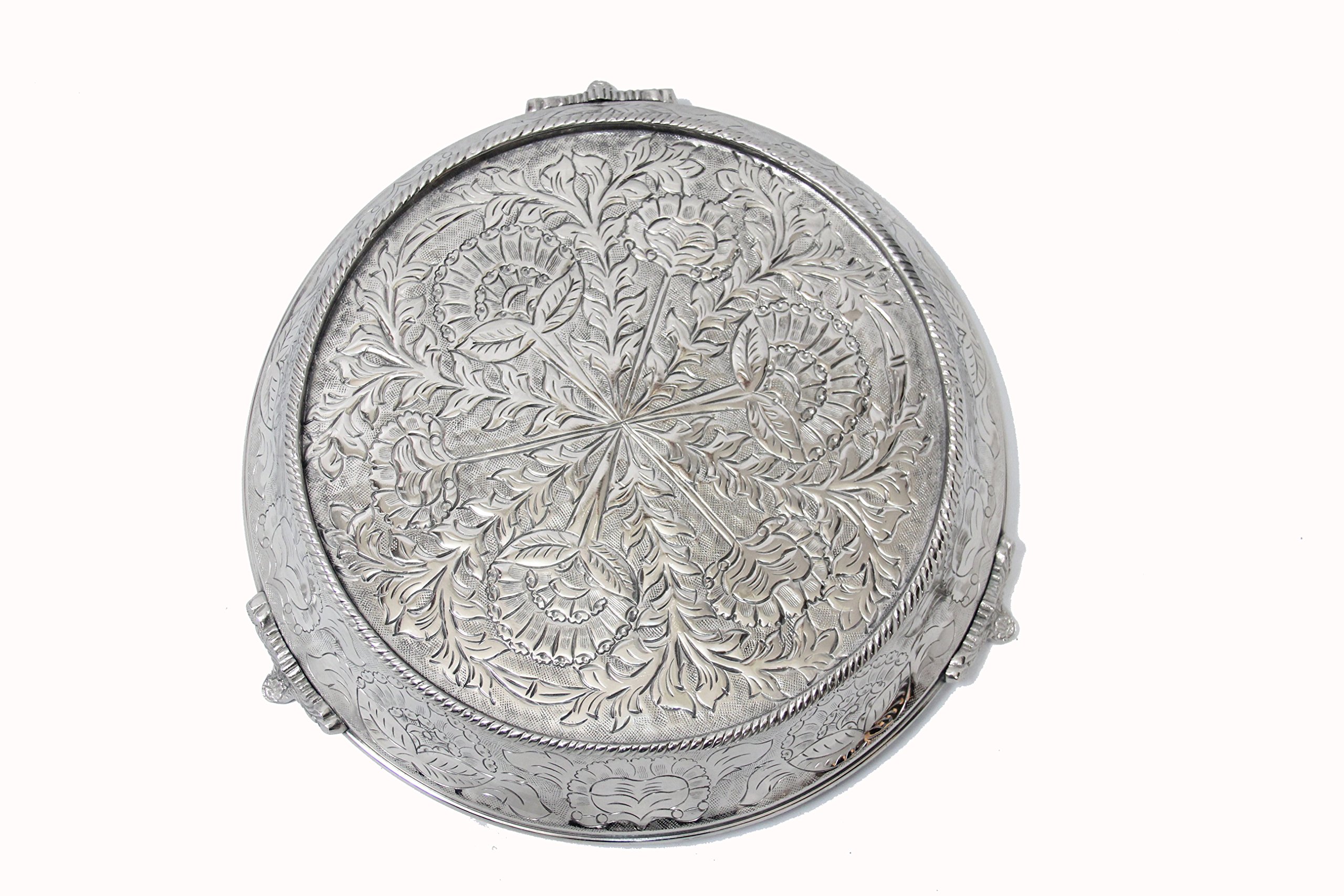 GiftBay 16-Inch Round Silver Wedding Cake Stand - Handcrafted Embossed Tapered Design for Elegant Wedding, Anniversary & Special Occasion Cakes | Durable Metal Construction for Professional Baking & Dessert Displays