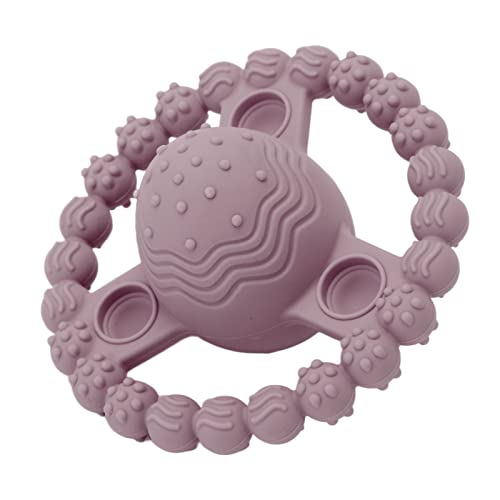 BPA-Free Soft Silicone Baby Teething Toy - Safe Chew Toy for Infants & Toddlers with Soothing Textures (Grey & Purple) | Perfect for Teething Relief, Sensory Development & On-the-Go Comfort