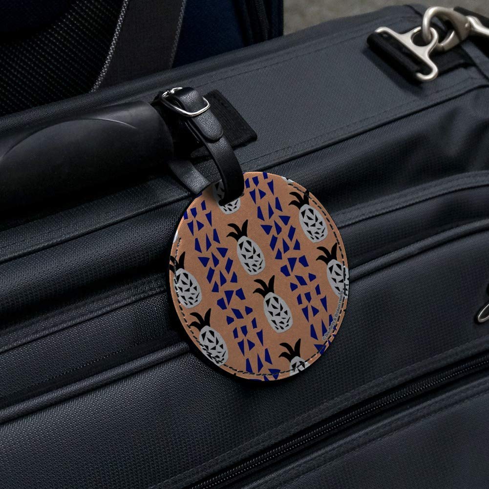 Pineapple Design Round Leather Luggage Tag - Durable Suitcase ID Tag for Carry-On Bags | Perfect for Travel, Vacation & Business Trips