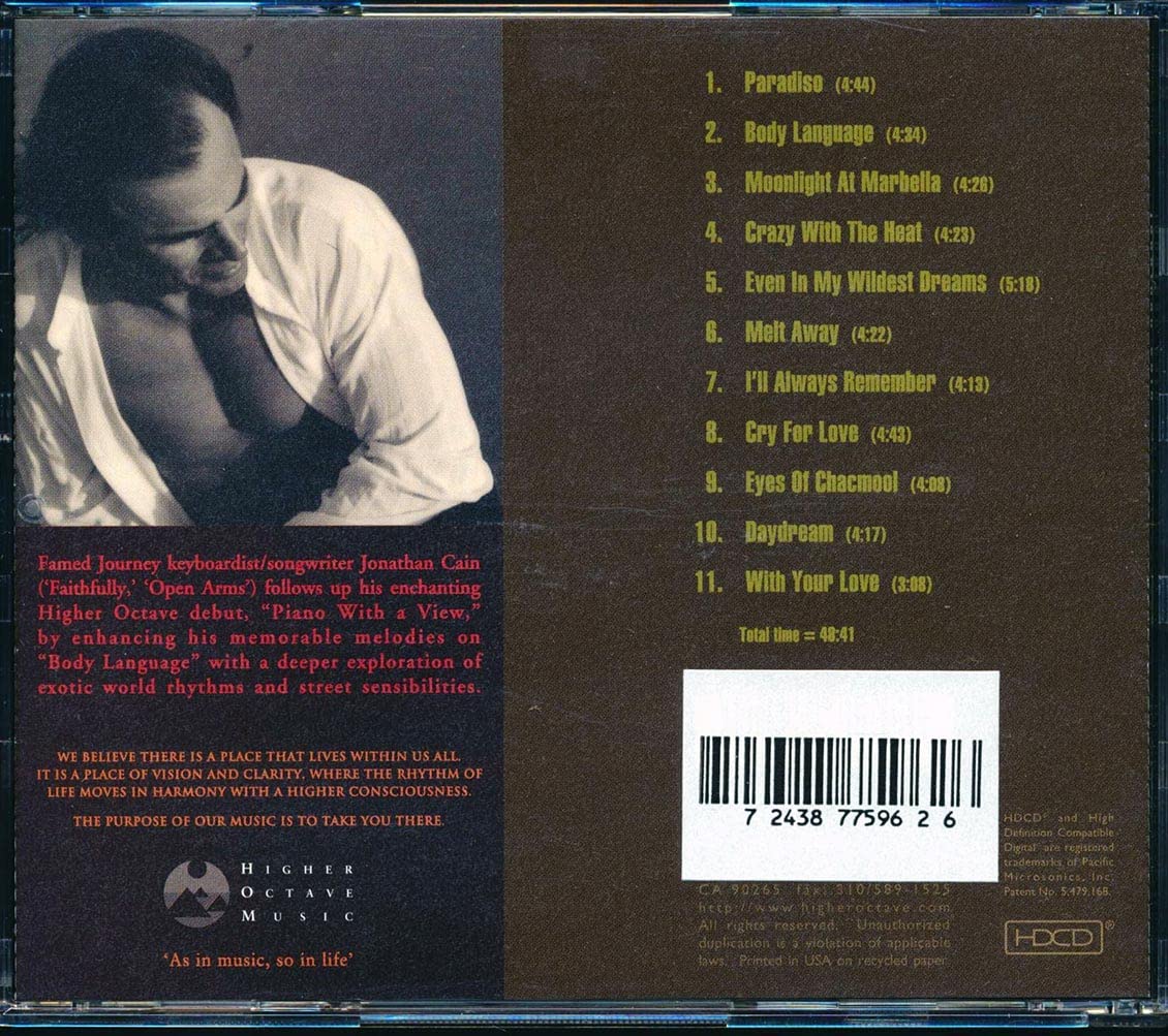 Jonathan Cain - Body Language CD | Pop Rock Music Album | Perfect for Home, Car, and Party Playback